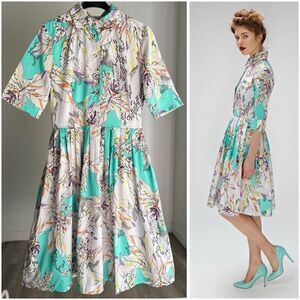 RRP $625 Mrs. Pomeranz Floral Dress XL Like New Liberty Of London Fabric Tana La